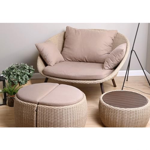 Sofa American Outdoor Sofa Wicker Chair Modern Courtyard Open-air Sofa Combination Bedroom Balcony Wicker Chair Couches(B)