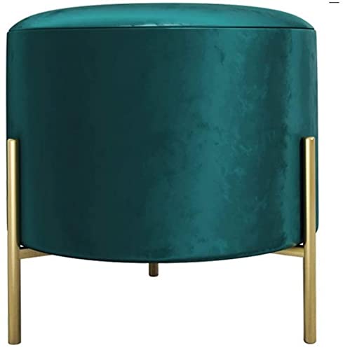 Footstool Foot Stool Vanity Stool/Footstool Round Small Ottoman,Stool Sofa Seating Foot Stool with Metal Legs(Color:Dark Green) Home Decor Chair