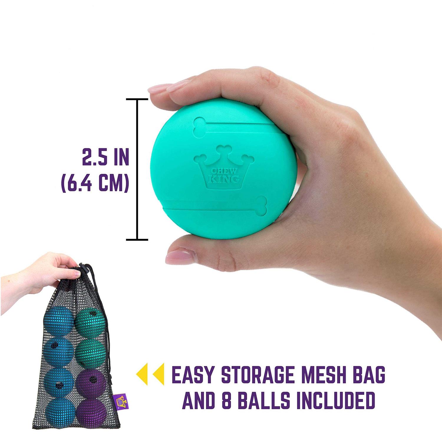 Chew King 2.5 Durable Rubber Fetch Balls Dog Toy - Pet Supplies online store