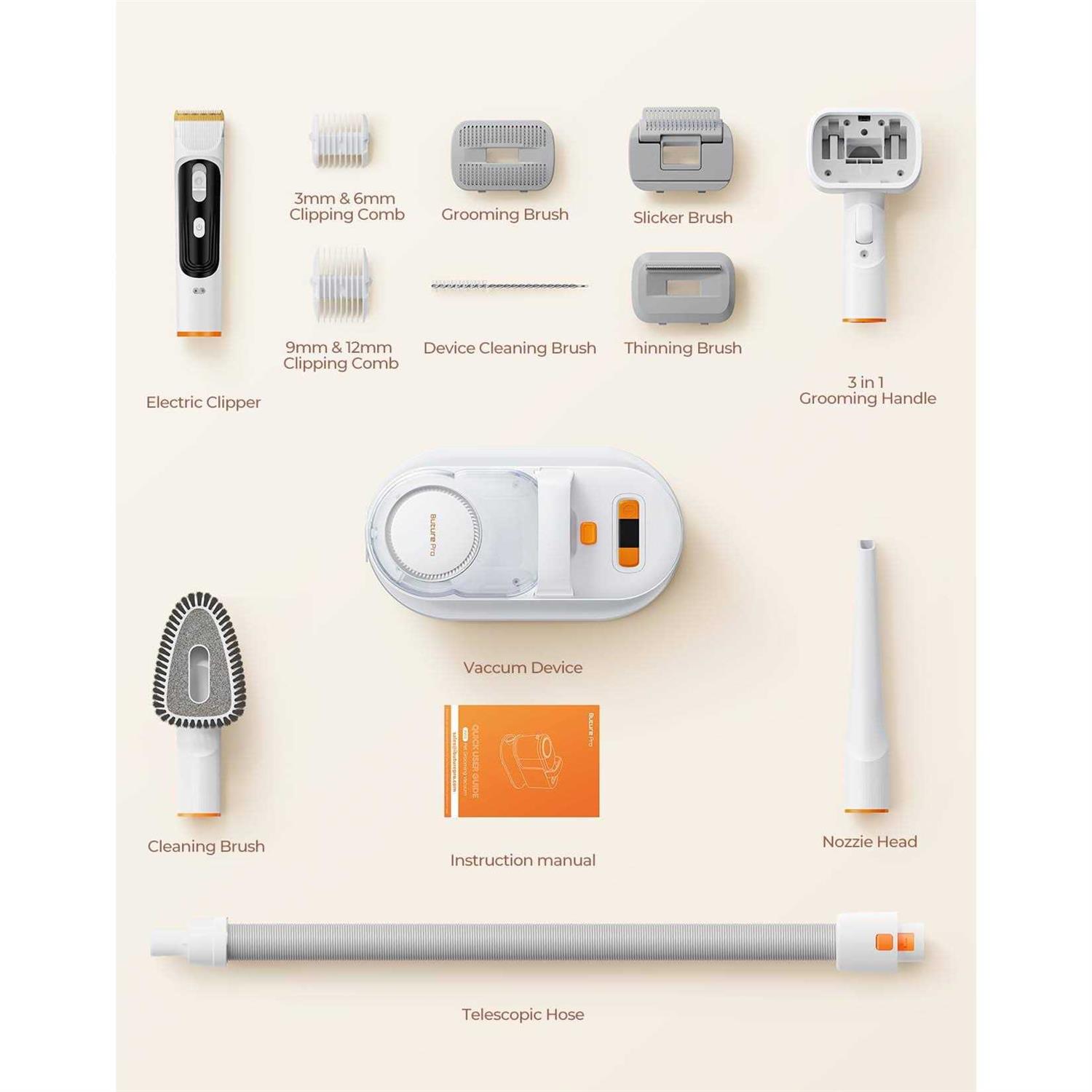 BUTURE Pet Grooming Kit & Vacuum Suction 99% Pet Hair, Professional Dog Grooming Kit with 6 Grooming Tools for Dogs Cats and Other Animals Low Noise - Pet Supplies online store
