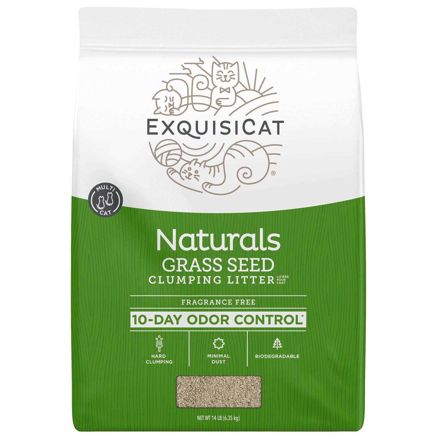 ExquisiCat Naturals Grass Seed Natural Clumping Cat Litter - Pet Supplies online store