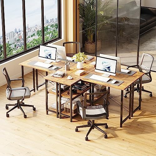 COTUBLR L Shaped Computer Desk, 47 Inch Small Corner Desk with Storage Shelves, Computer Desk Table Laptop Table Writing Desk Study Table for Home Office Workstation Small Spaces (Grey Oak)