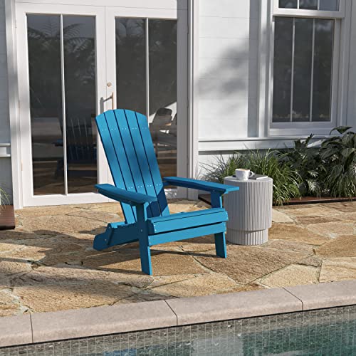 Taylor & Logan Charlestown All-Weather Poly Resin Indoor/Outdoor Folding Adirondack Chair in Blue
