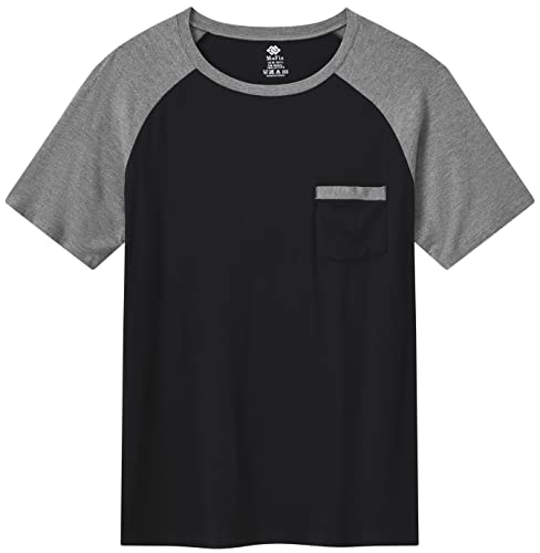 MoFiz Men's Sleep Sets,Modal Pajamas Set Ultra Soft Sleepwear Short Sleeve Top & Bottom PJS Lounge Set 2 pieces