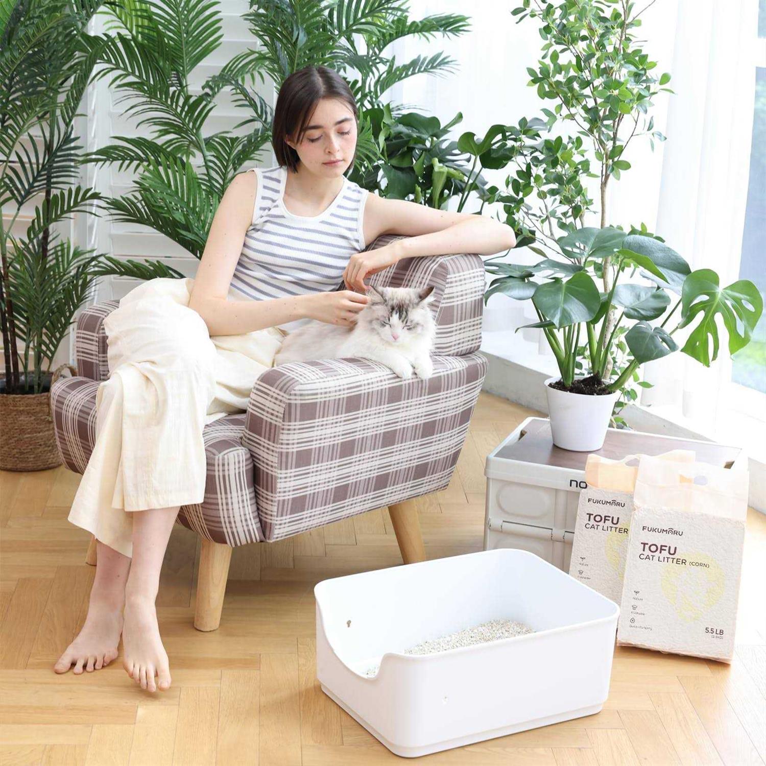 FUKUMARU Tofu Cat Litter Clumping Cat Litter, Dust Free Unscented Flushable Tofu Litter, Natural, Lightweight and Low Tracking Cat Litter - Pet Supplies online store