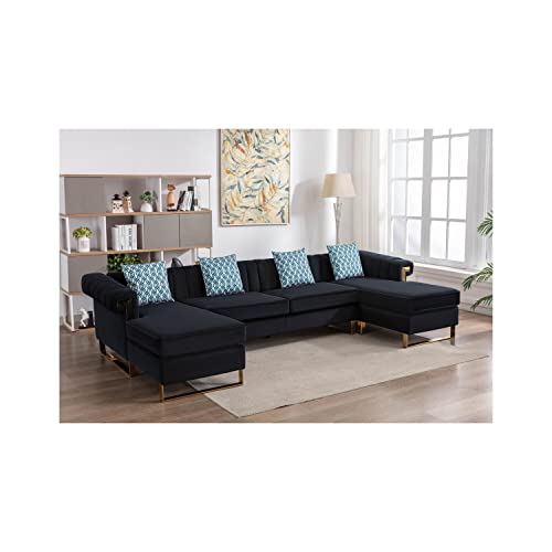 Eclectic Exclusivity Velvet 5-Seater Double Chaise Sectional Sofa Purple
