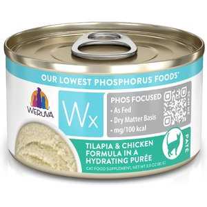 Wx Phos Focused Foods Tilapia & Chicken Formula in a Hydrating Puree Wet Cat Food, 3 oz., Case of 12 - Pet Supplies online store