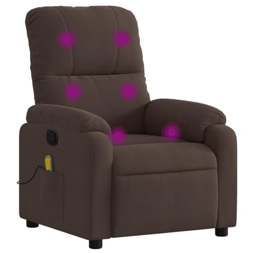 Massage Recliner Chair Brown, Fabric,6Point, Massage Recliner Chair with Manual Reclining and Comfortable, Upholstery Armchairs Recliner Sleeper Chairs for Living Room
