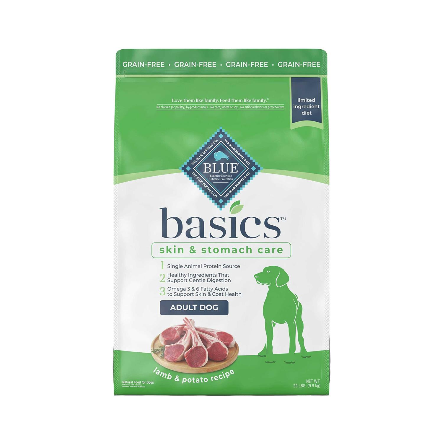 Blue Buffalo Basics Skin & Stomach Care Grain Free Adult Dry Dog Food Lamb & Potato - Pet Supplies online store