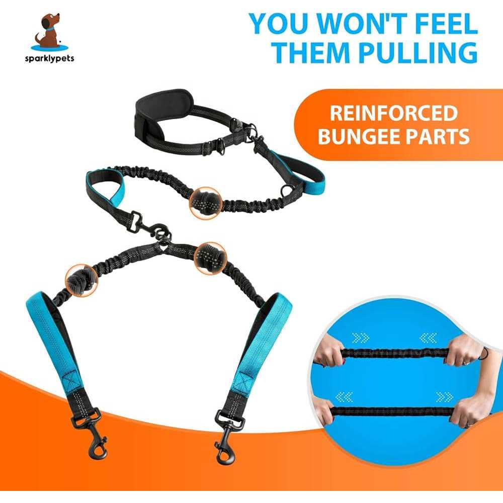 SparklyPets Hands Free Double Dog Leash Dual Dog Leash for Medium and Large Dogs - Pet Supplies online store