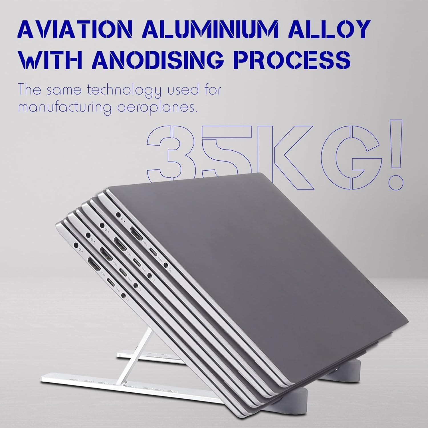 Laptop Stand for Desk Adjustable Laptop Riser with 8-Angle Adjustment Aluminium Alloy Laptop Holder Foldable Computer Stand for 10-16