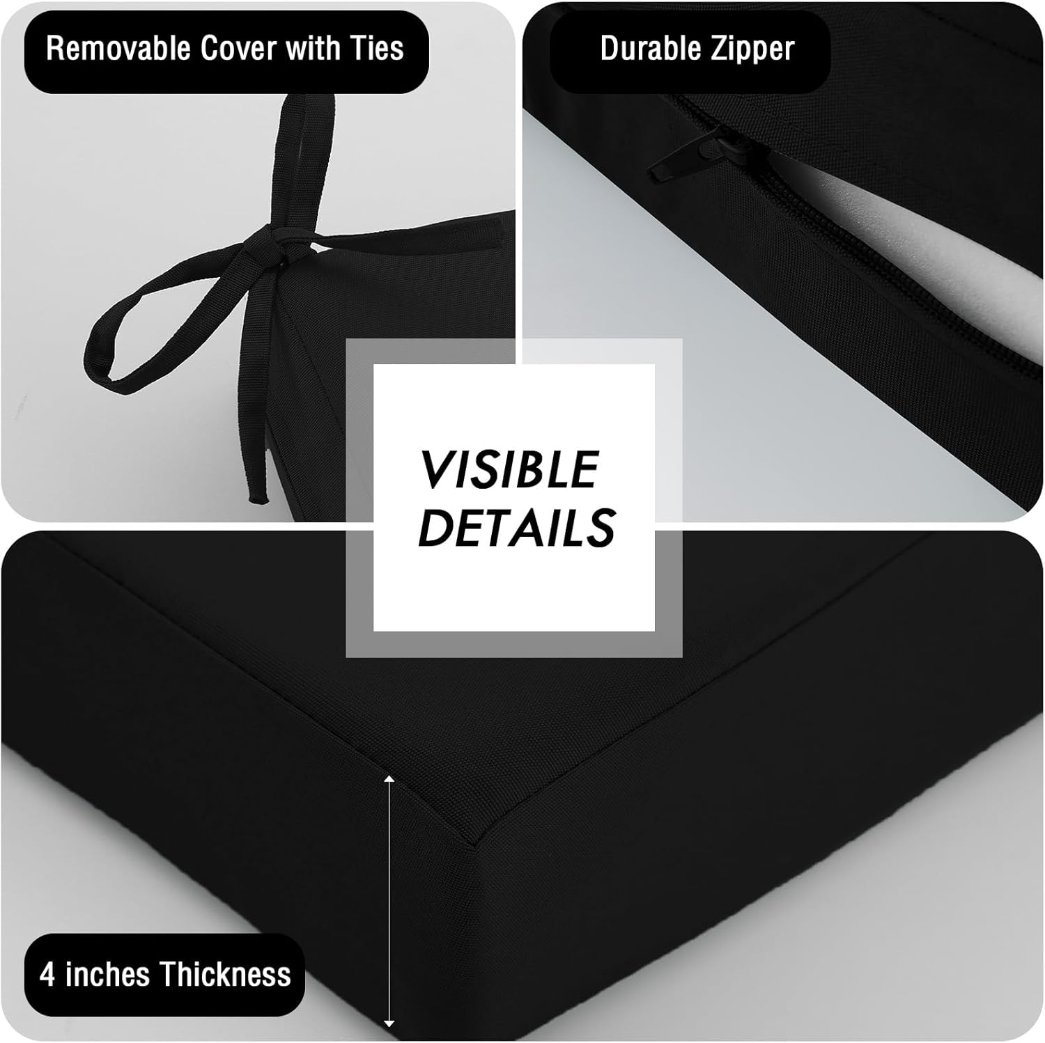 idee-home Outdoor Chair Cushions Set of 2 & Outdoor Lumbar Pillows for Patio Furniture Set of 2