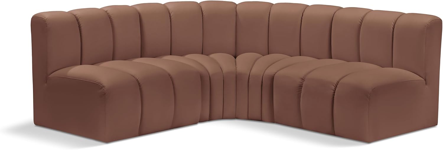 Meridian Furniture Arc Collection Modern | Contemporary Sofa with Soft Vegan Leather, Deep Channel Tufting, Modular, 103