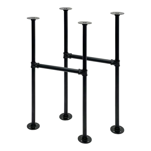 Industrial Pipe Table Legs Metal Coffee Table Legs,Adjustable Desk Legs Bar Dining Table Legs,Table Base 28 in H x 17.7 in W(Black)