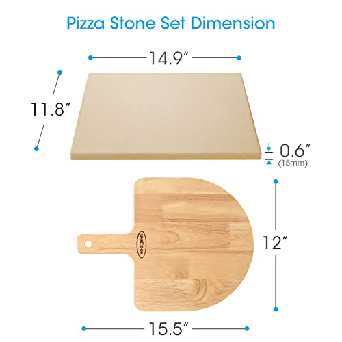 Unicook Pizza Stone for Oven and Grill, 12 inch Square Bread Baking Stone, Heavy Duty Ceramic Pizza Pan, Thermal Shock Resistant Baking Stone for BBQ and Grill, Making Pizza, Bread, Cookie and More