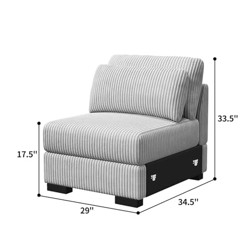 DIY Loveseat for Modular Sofa Customizable Sectional Sofa,Oversized 2-Seater Sofa Couch Corduroy Fabric with Removable Corduroy Fabric Cover,2 Cushion Pillow for Living Room,Lounge