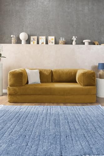 Velvet Teddy Floor Sofa Bed, Corner Sofa, Sleeper Sofa, Corduroy Teddy Couch, Washable Covers, L Sofa Couch, Gaming Couch, Modern Livingroom Sofas, Modular Floor Sofa Set (Pink, Sofa Set)