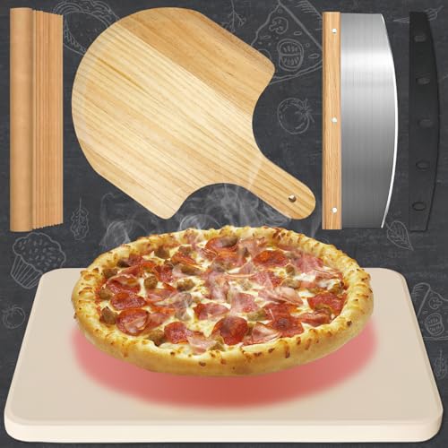 Sisher 5 PCS Pizza Stone Set Rectangular Pizza Stone for Oven Baking stone and Grilling Extra Large 15 x 12 Inch Durable Coralite Cooking Stone