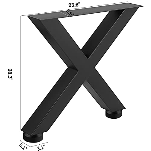 VEVOR Set of 2 Steel Table Legs, 28''Height 30''Wide Dining Table Legs, Heavy Duty 3.1