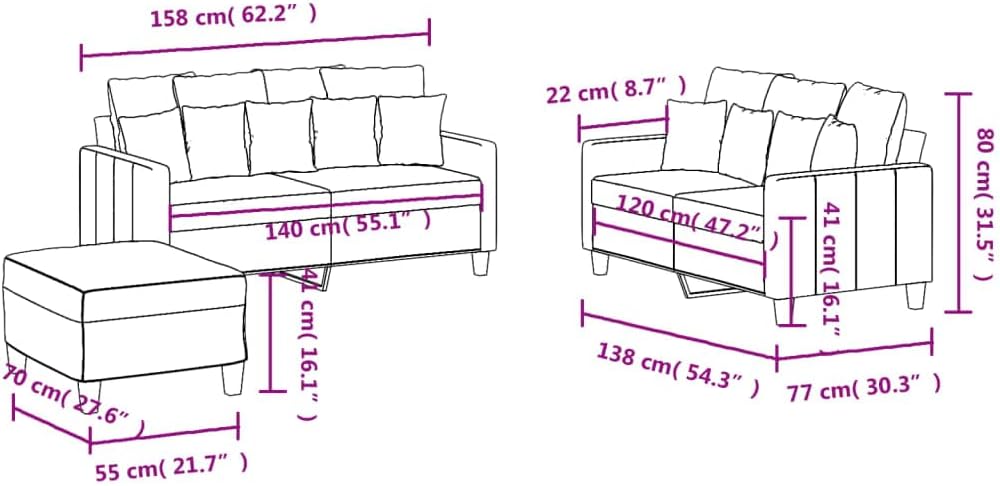 3 Piece Sofa Set with Cushions,Upholstered Sofas,Modern Sofas,Living Room Furniture Sets,Seating Furniture,Centre Sofas,for Living Room,Bedroom,Apartment,Office, Dark Gray Fabric