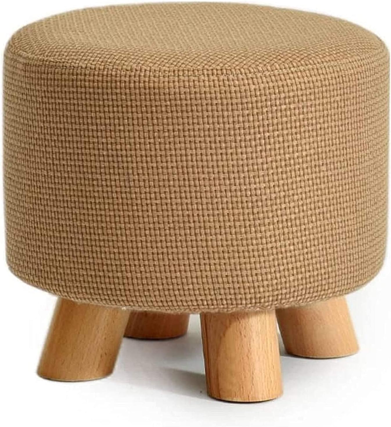 Storage Footstool Solid Wood Shoes Stool Round lstered Footstool Sofa Low Stool Footrest Small Seat Foot Rest Chair Brown lstered Stool