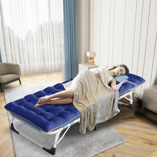 ABORON Heavy Duty Patio Chaise Lounge, 500LB Bearing 3IN1 Adjustable Lounge Chair 1200D Oxford Adults Sleeping Camp Chair, with Mattress (tanning chaise lounge, Khaki)