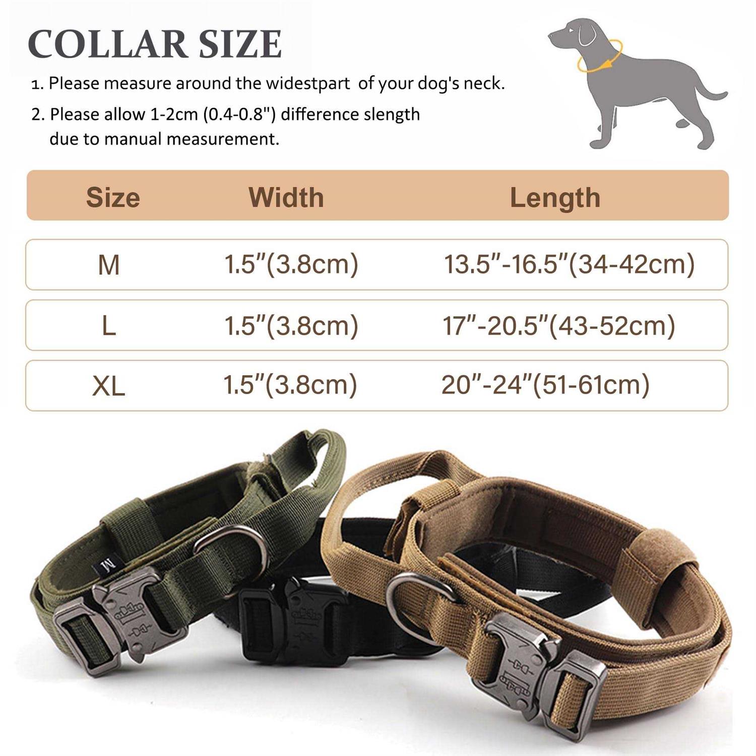 Tactical Dog Collar, Adjustable Military Training Nylon Dog Collar with Control Handle and Heavy Quick-Release Metal Buckle for Small Medium Large - Pet Supplies online store