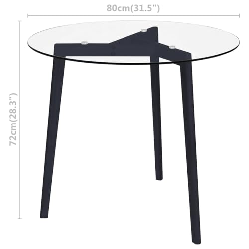 vidaXL Transparent Black Dining Table 31.5