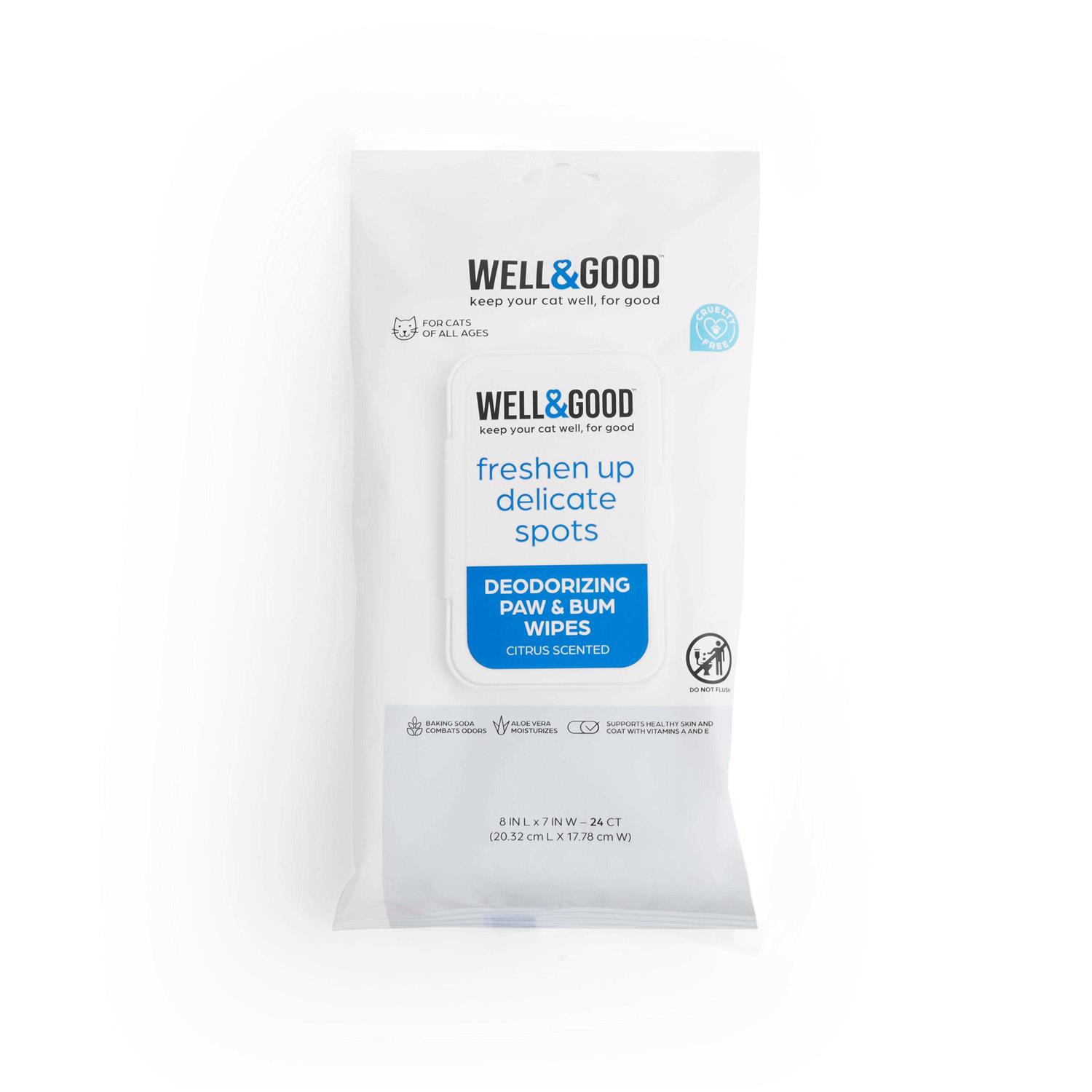 Well & Good Deodorizing Paw and Bum Wipes - Pet Supplies online store