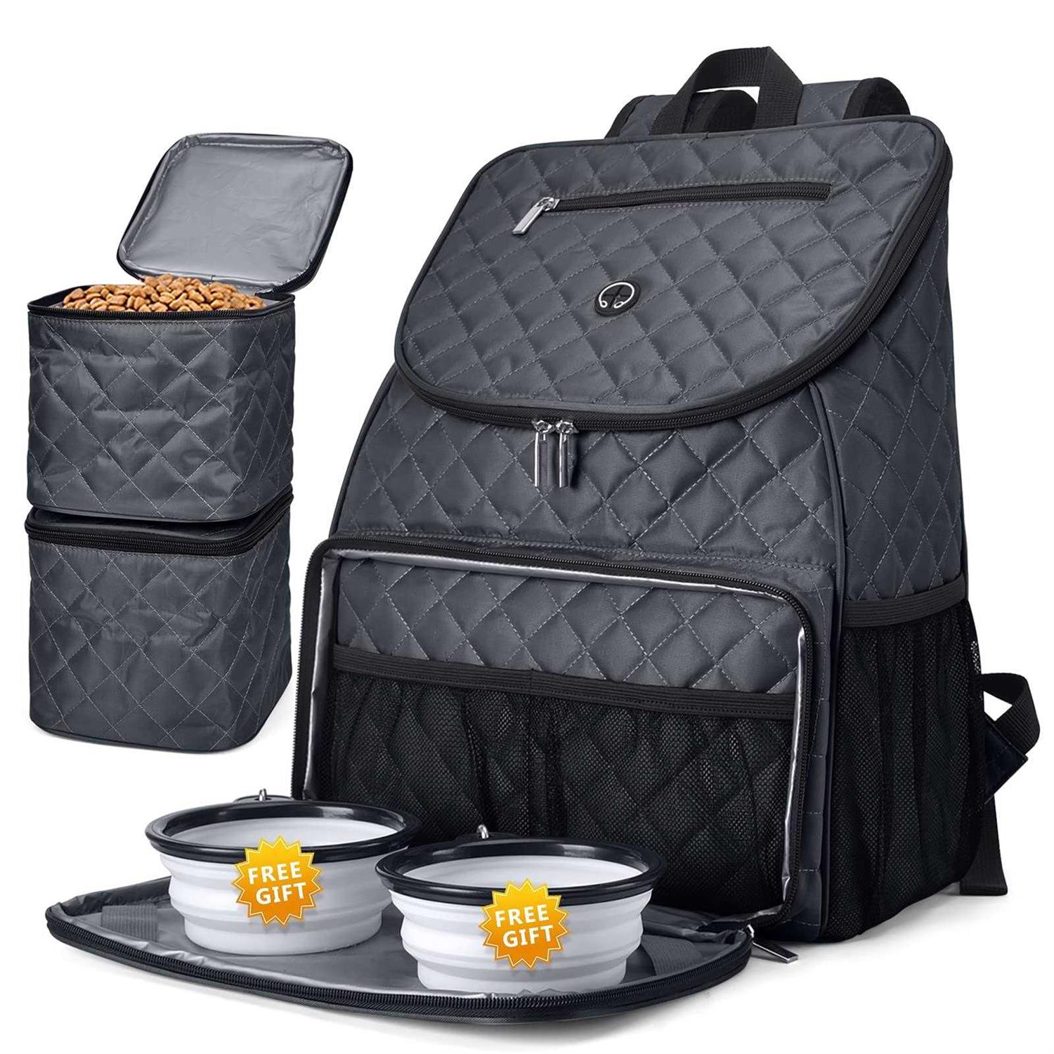 baglher Dog Travel Bag,Airline Approved Pet Supplies Backpack,Dog Travel Backpack with 2 Silicone Collapsible Bowls and 2 Food Baskets - Pet Supplies online store