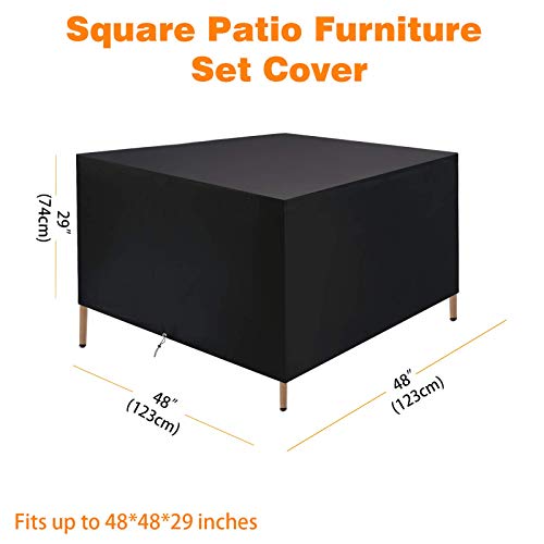 Mancro Square Patio Table Cover, 48 Inch Water-Resistant Outdoor Furniture Covers for Table and Chairs, Windproof & UV-Protection Patio Cover Fire Pit Covers 48L x 48W x 29H, Brown Outdoor Table Cover