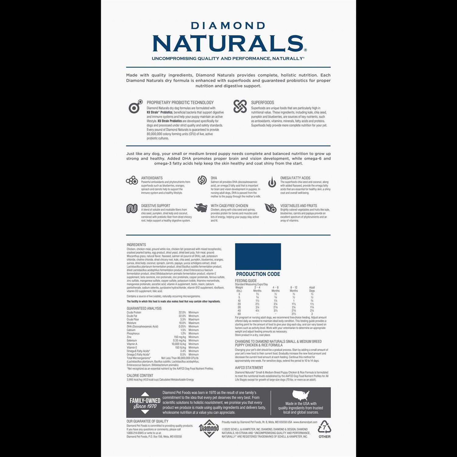 Diamond Naturals Small Breed Puppy Formula Dry Dog Food - Pet Supplies online store