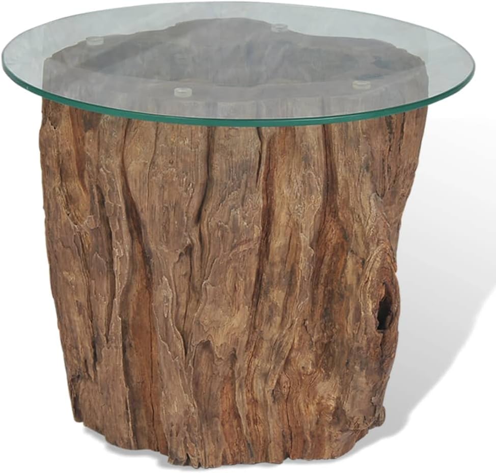 Coffee Table Teak Glass 19.7