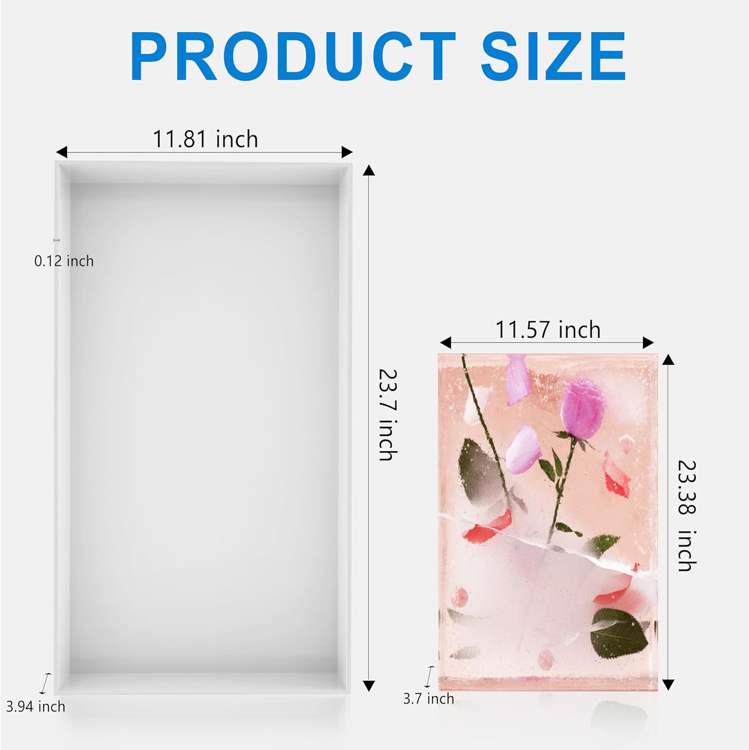 Large Rectangle Resin Table Molds 23.7X11.81 inch Epoxy Resin Table Mold Silicone Molds for River Coffee Table, with 4 Table Support Legs, Reusable DIY Epoxy Table Mold