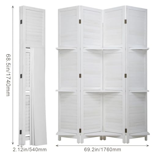 Wood Room Divider 4 Panel Folding Screen Room Divider with Double Hinged,Privacy Screen for Home Office Bedroom,Room Partitions and Dividers for Room Separation,Partitions and Dividers Freestanding