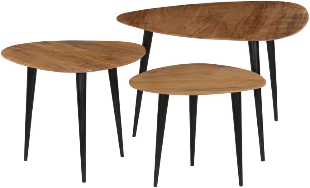 Coffee Table Set 3 Pieces,Dining Table,Garden Table,Hallway Table,Living Room Table,Accent Tables,Balcony Table,Kitchen Table,Vintage Style,for Living Room,Sitting Room,Apartment,Solid Acacia Wood