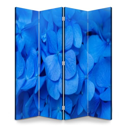 Wood Screen Room Divider Floral blue beautiful blue flowers close up sunlight soft focus nature Folding Screen Canvas Privacy Partition Panels Dual-Sided Wall Divider Indoor Display Shelves 6 panels