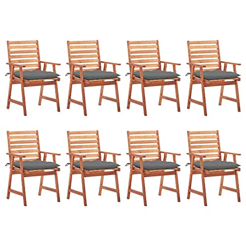 Patio Dining Chairs 8 pcs with Cushions Solid Acacia Wood, Wooden Dining Chair Set with Cushions for, Fresco Dining Outdoor Furniture, Outdoor Seating