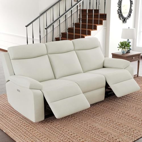 Belffin 81.9” Fabric Couch Recliner, 3-Seater Power Reclining Sofa for Living Room. Home Theater Seating. Dark Grey.