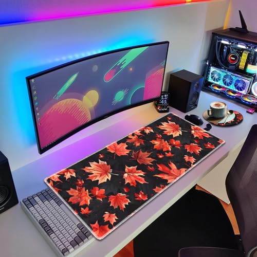 Durable Desk Mat and Coaster Stylish Set, Large Gaming Office Mouse Pad 31.5 