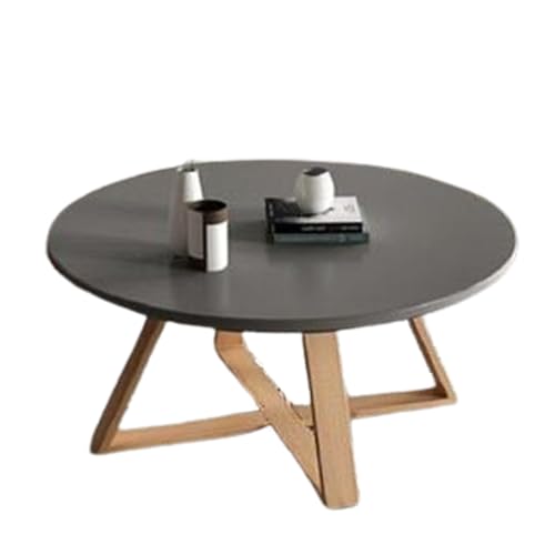Round Coffee Tables for Living Room Modern and Minimalist Side Table with Thickened Wood Legs, Nesting Tables for Small Spaces Sturdy and Easy Assembly (Color : Grey, Size : 50 * 50 * 40cm)