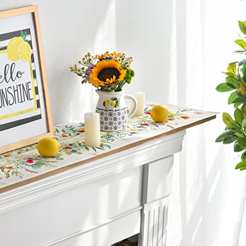 Artoid Mode Flower Floral Table Runner, Spring Summer Seasonal Kitchen Dining Table Decoration for Indoor Outdoor Home Party Decor 13 x 120 Inch