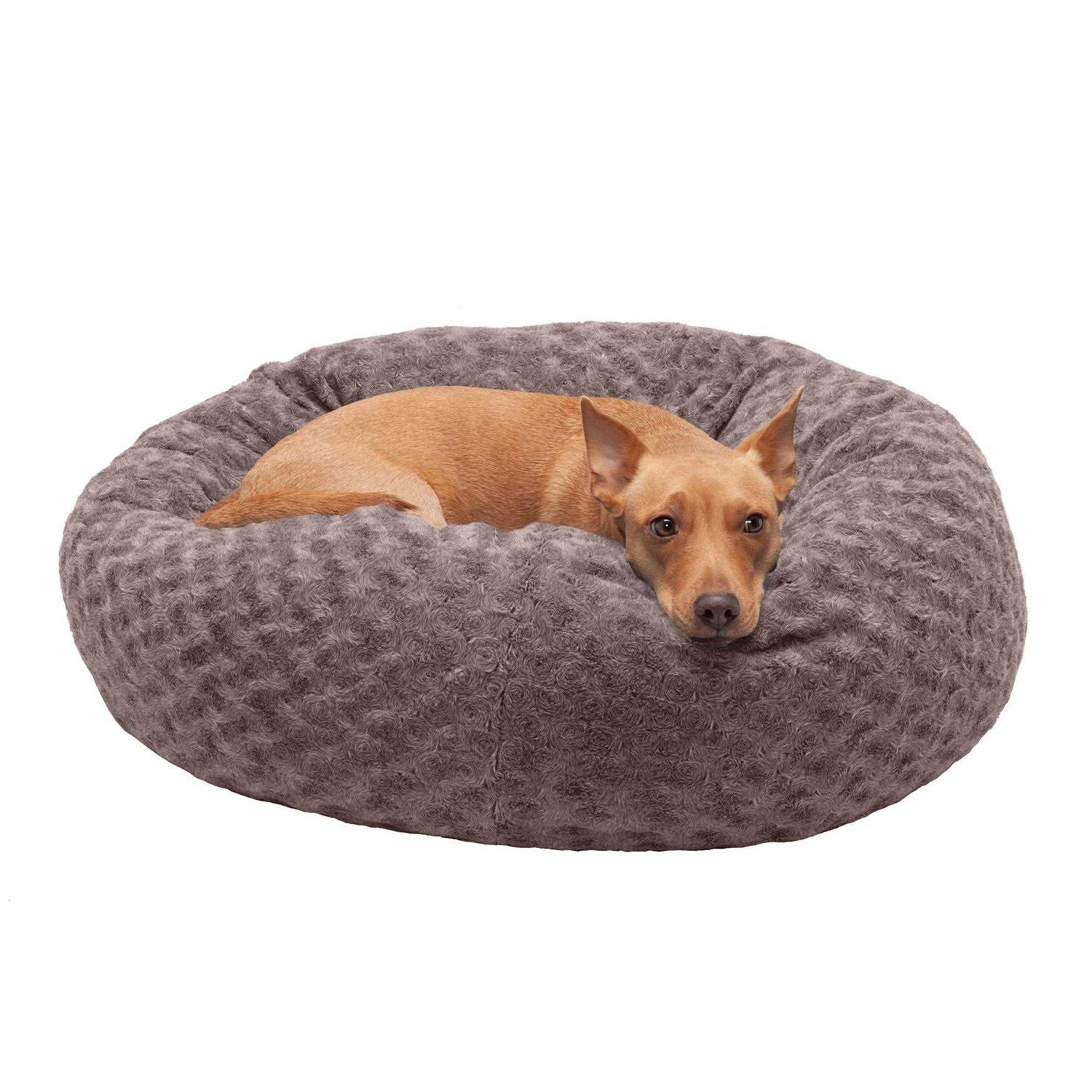 FurHaven Curly Fur Plush Donut Dog Bed - Pet Supplies online store
