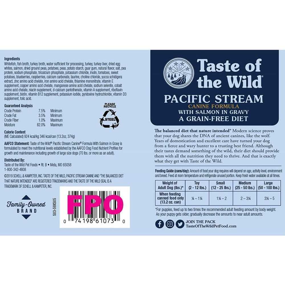 Taste of the Wild Pacific Stream Canned Dog Food, 13.2-oz, case of 12 - Pet Supplies online store
