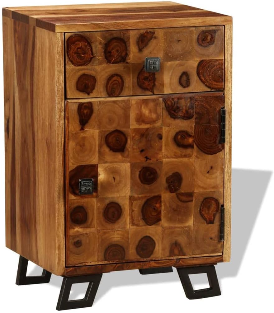 Nightstand, Closet Organizer Sofa Side Table Storage Cabinet Night Stand with Storage Suitable for Home Entryway Bathroom Closet Solid Sheesham Wood 14.6