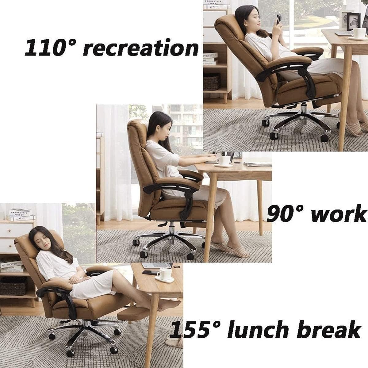 Executive Chair 500Lbs Brown High Back Office Chair Height Adjustable Executive Office Chair, Home Office Desk Chairs with Retractable Footrest and Padded Armrests Lofty Amb