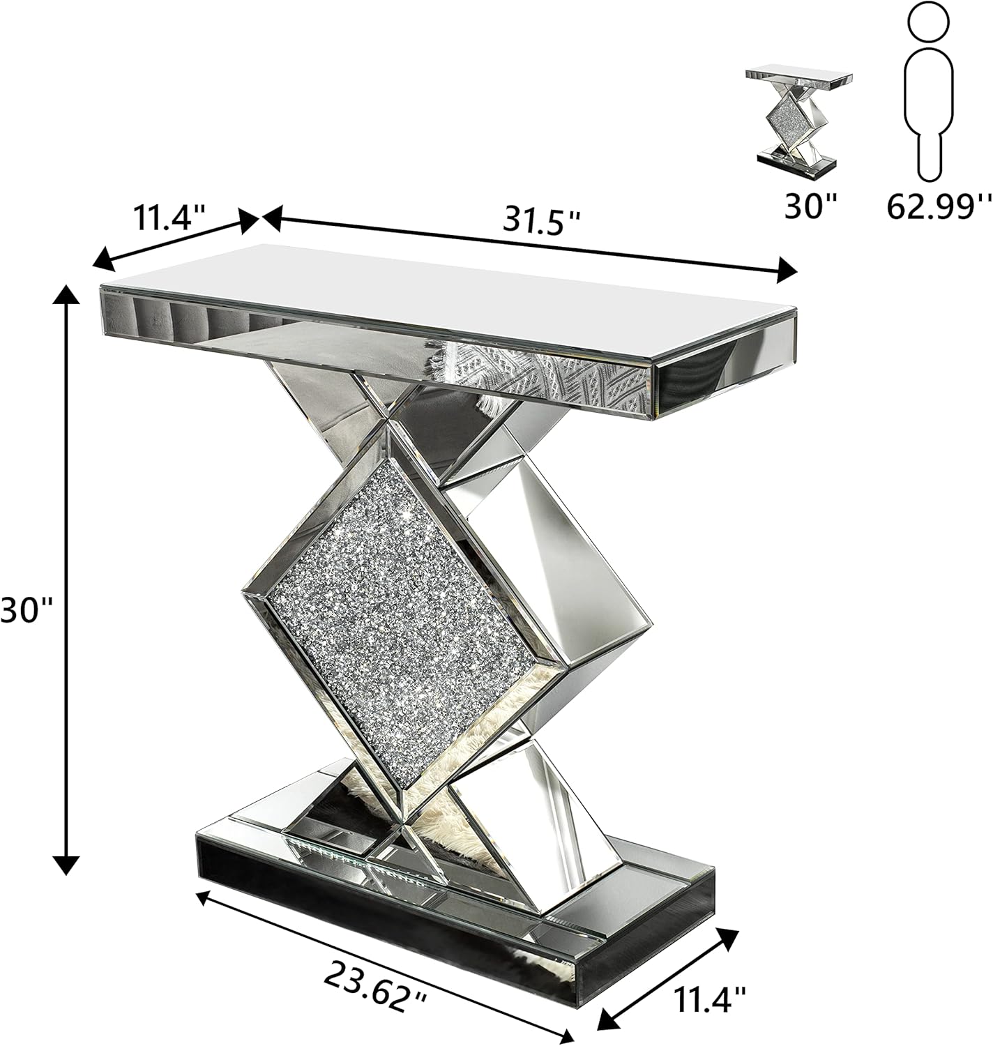 Mirrored console table and side table set