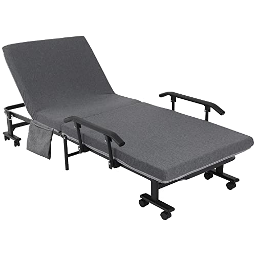 HOMCOM Rollaway Bed, Folding Bed with 3.25