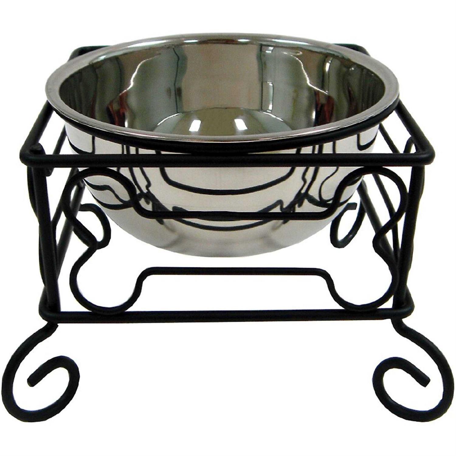 YML Wrought Iron Stand with Single Stainless Steel Feeder Bowl - Pet Supplies online store