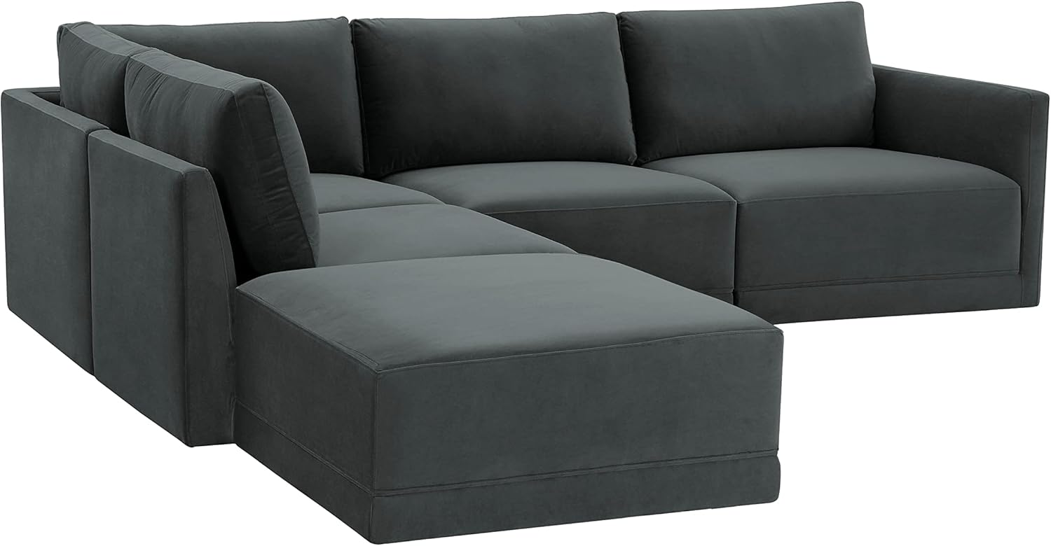 TOV Furniture Willow Charcoal Modular LAF Upholstered Sectional